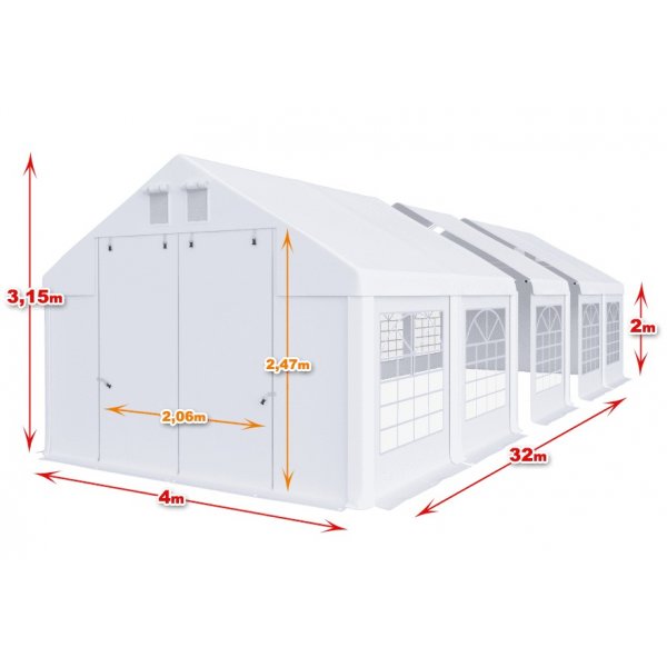 Partytelt i PVC - 4 x 32 m Partytelt i PVC - 4 x 32 m
