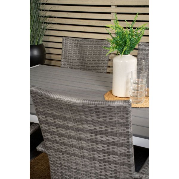 Ervalla Matgrupp (205x90) - Gr�/Vit - 6 Stolar