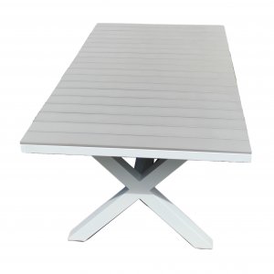 Mercury-st, gr/hvidt bord, kurvestol i polyrattan - Bord