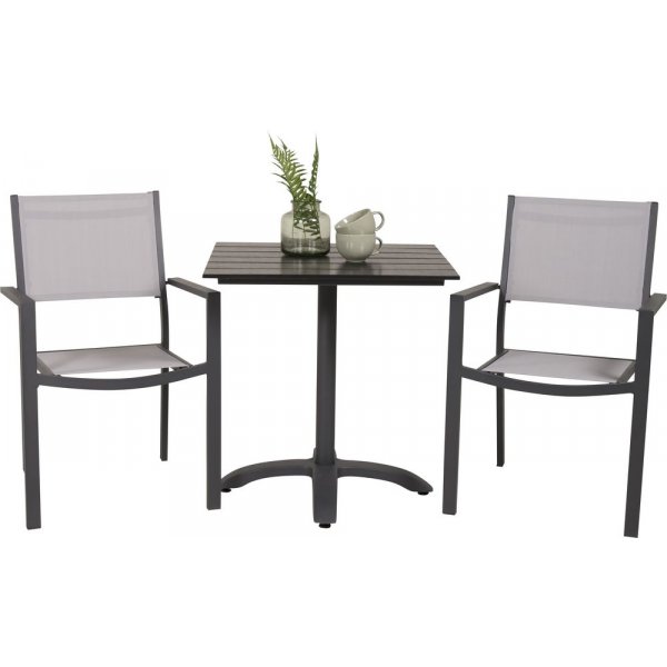 Garnviken Spisegruppe (70x70) - Sort - 2 Stole