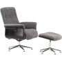Gr� Teddy F�t�lj med Fotpall Hag�n - Recliner i Ekfan�r & Krom 81x82 cm