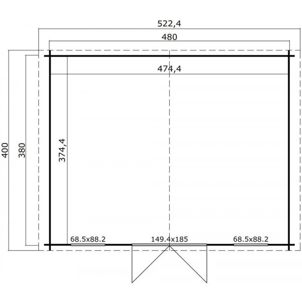 Attefall-talo Uno 380 - 18,24 m² Attefall-talo Uno 380 - 18,24 m²