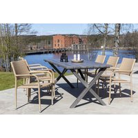 Scottsdale utematgrupp med 6 st karmstolar (stapelbara) och matbord 190 cm - Natur Scottsdale utematgrupp med 6 st karmstolar (stapelbara) och matbord 190 cm - Natur