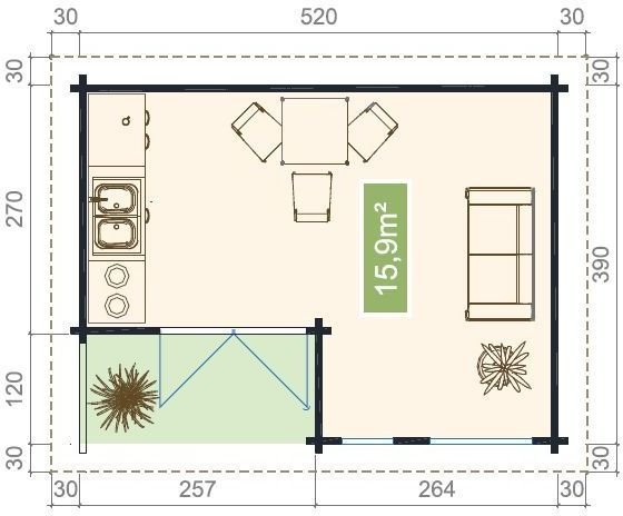 Attefallshus Ekaren A - 20,2 m