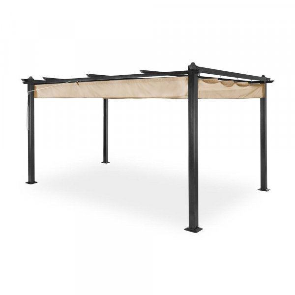 Pergola 3x4 m - Tummanharmaa alumiinirunko säädettävällä aurinkosuojalla Pergola 3x4 m - Tummanharmaa alumiinirunko säädettävällä aurinkosuojalla