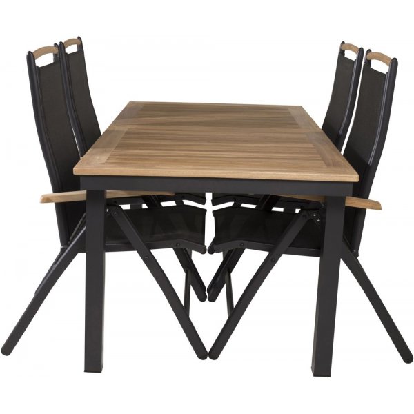 Dotorp Spisegruppe (160x90) - Sort/Natur - 4 Stole