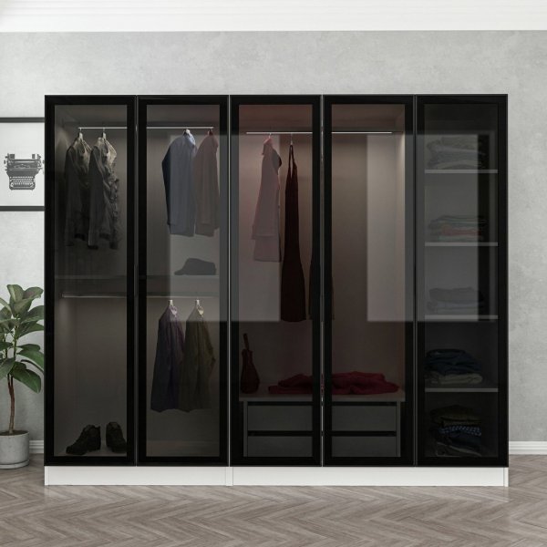 Cavolo garderob 225x52x210 cm - Vit/svart
