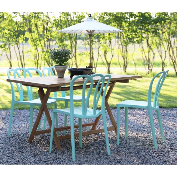 Spisegruppe Saltö teak: Klapbord i teak inklusiv 4 Bally stabelbare stole Spisegruppe Saltö teak: Klapbord i teak inklusiv 4 Bally stabelbare stole