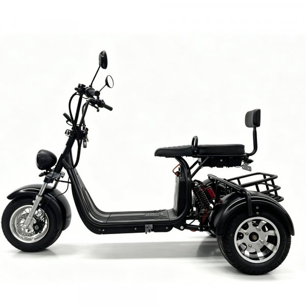 Elscooter Trehjuling 2000W Svart - Elmoped Klass 1 + Låskätting Elscooter Trehjuling 2000W Svart - Elmoped Klass 1 + Låskätting