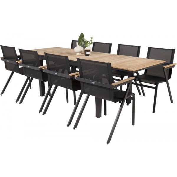 Maglehem Matgrupp (160x90) - Svart/Natur - 8 Stolar Maglehem Matgrupp (160x90) - Svart/Natur - 8 Stolar