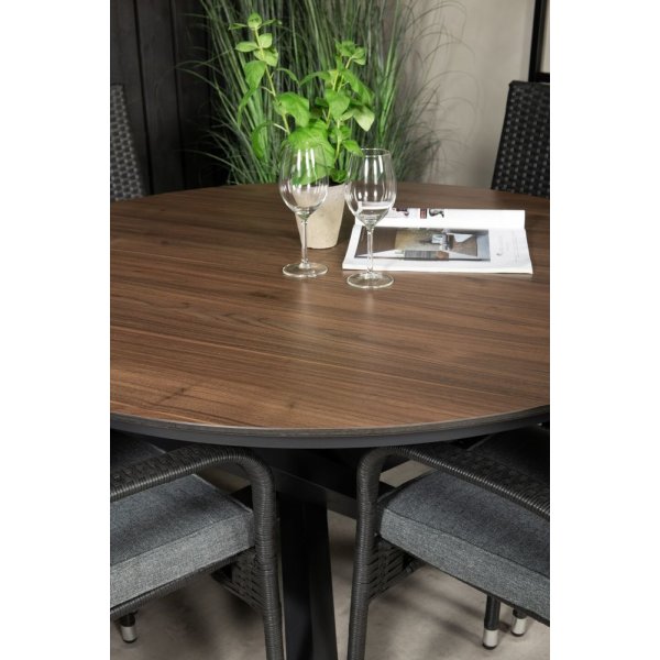 Tottarp Matgrupp (ø140) - Svart/Brun - 4 Stolar Tottarp Matgrupp (ø140) - Svart/Brun - 4 Stolar