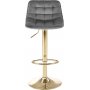 Barstol gr� sammet guldig fot h�j och s�nkbar