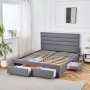 S�ngram med f�rvaring inklusive s�nggavel 180 x 200 cm - Gr�
