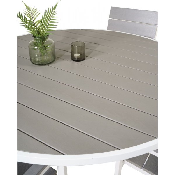 Ebbarp Matgrupp (ø140) - Vit/Grå - 4 Stolar Ebbarp Matgrupp (ø140) - Vit/Grå - 4 Stolar