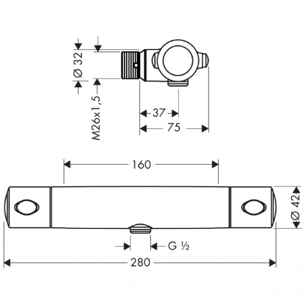 Hansgrohe Ecostat 1001 SL duschtermostat, 160 cc Hansgrohe Ecostat 1001 SL duschtermostat, 160 cc