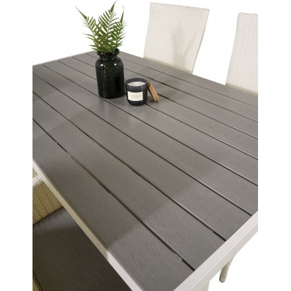 Ervalla Spisegruppe (150x90) - Hvid/Gr� - 4 Stole