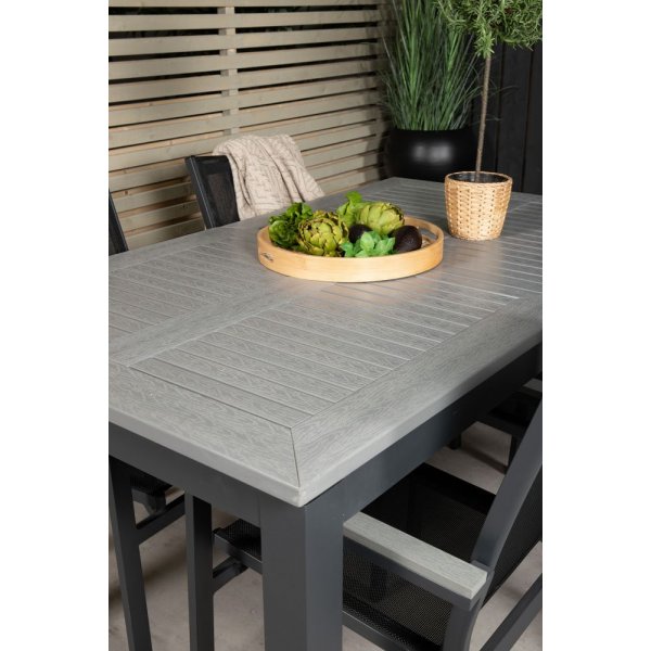 Ekens Spisegruppe (152x90) - Sort/Gr - 4 Stole