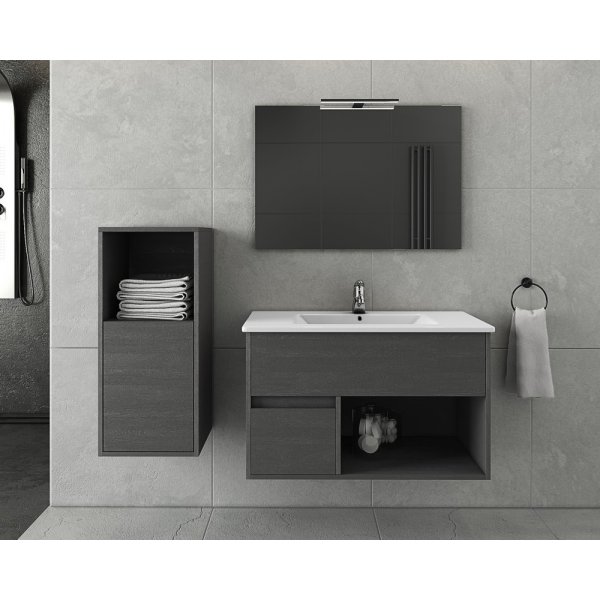 Møbelpakke Sorrento 85 - Grafitfarvet med spejl- og sideskab Møbelpakke Sorrento 85 - Grafitfarvet med spejl- og sideskab