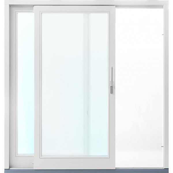 2-delt facadeparti i aluminium med skydedør - 3-glas + Drivrem 2-delt facadeparti i aluminium med skydedør - 3-glas + Drivrem