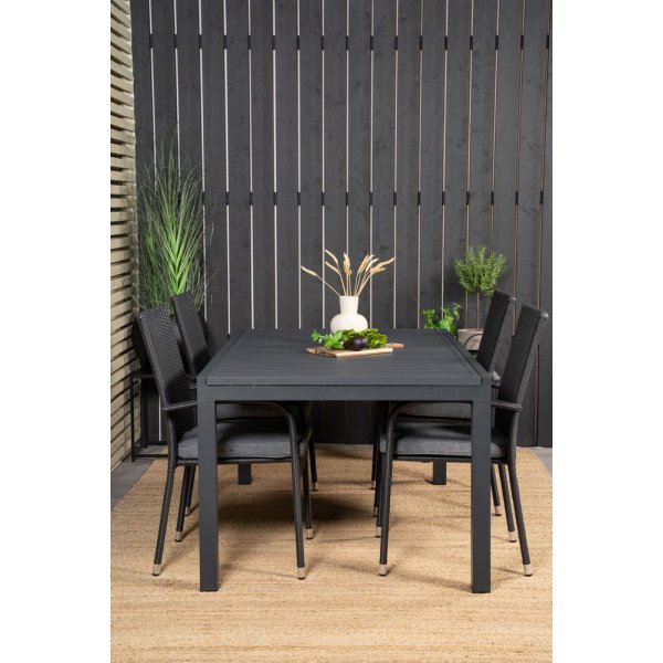 Holma Matgrupp (160x100) - Svart - 4 Stolar