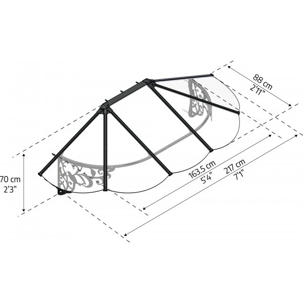 Canopia Lily French Entrance baldakin 0,9 x 2,1 - Sort/klart glas Canopia Lily French Entrance baldakin 0,9 x 2,1 - Sort/klart glas