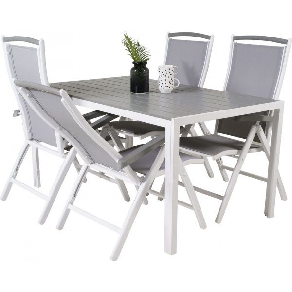 Ervalla Matgrupp (150x90) - Vit/Gr� - 4 Stolar