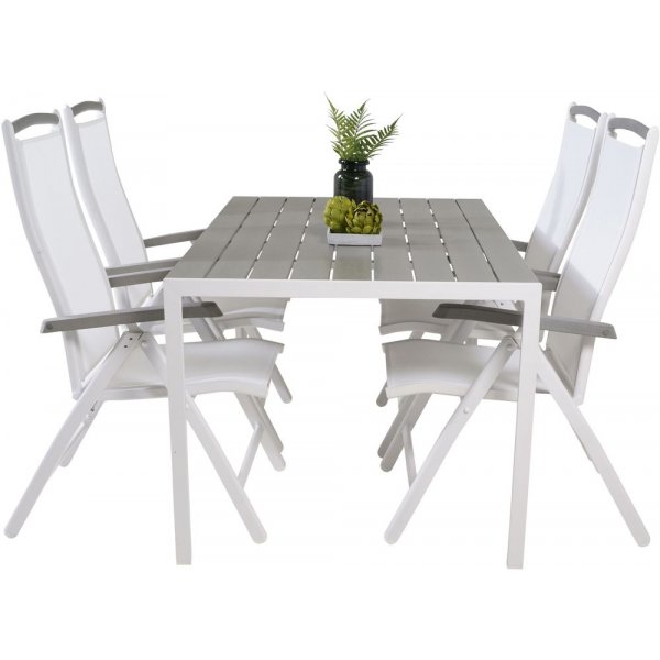 Ervalla Matgrupp (150x90) - Vit/Gr� - 4 Stolar