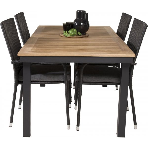 Dotorp Matgrupp (160x90) - Svart/Natur - 4 Stolar