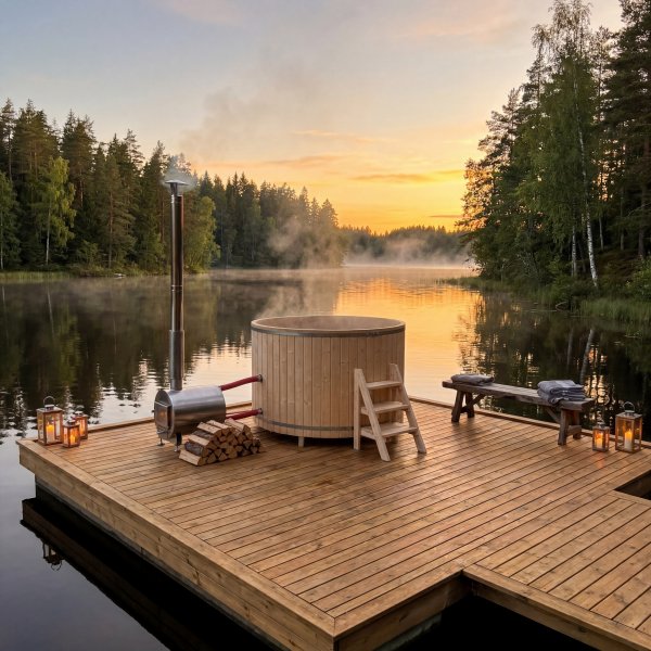 Holzbefeuerter Whirlpool für 4-6 Personen - Ø180 cm im Außenbereich Nordcabin Holzbefeuerter Whirlpool für 4-6 Personen - Ø180 cm im Außenbereich Nordcabin