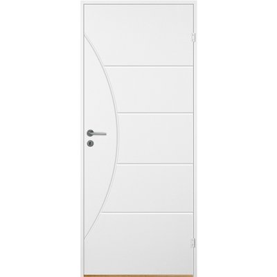 Innerdörr Bornholm - Kompakt dörrblad med spårfräst dekor A9 + Handtagskit - Blankt