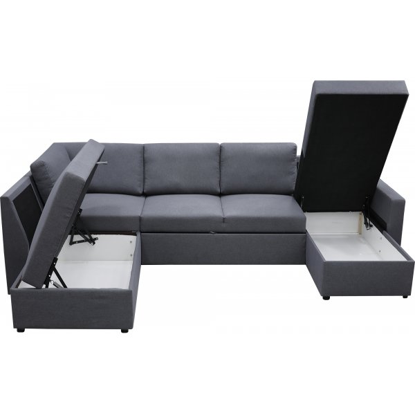 B�ddsoffa U-form m�rkgr� - Dream