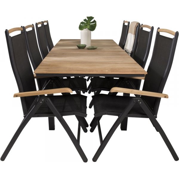 Maglehem Matgrupp (160x90) - Svart/Natur - 8 Stolar Maglehem Matgrupp (160x90) - Svart/Natur - 8 Stolar