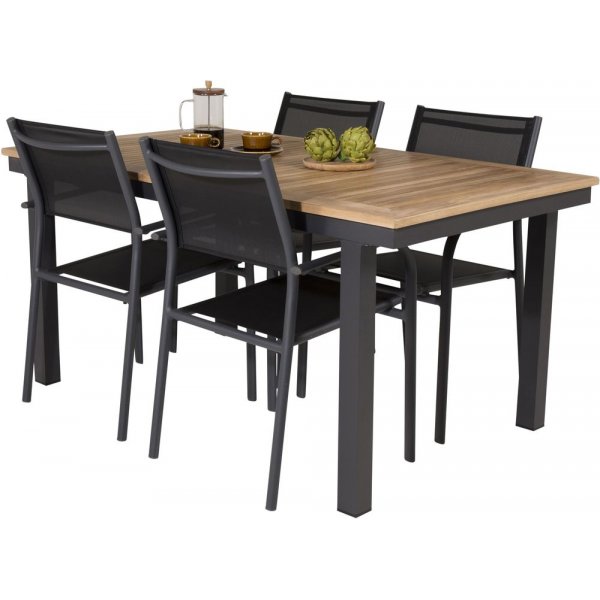Dotorp Spisegruppe (160x90) - Sort/Natur - 4 Stole Dotorp Spisegruppe (160x90) - Sort/Natur - 4 Stole