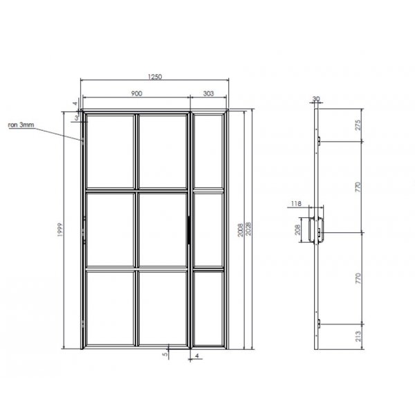 Industrielle Glastür - schwarz Industrielle Glastür - schwarz