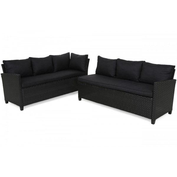 Hjrnesofa Lagos med bord - Mrkegr/gr meleret