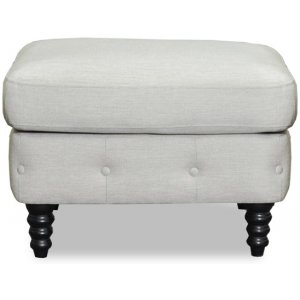 Chesterfield fotpall - Beige Linne