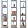 Tre f�rvaringshyllor i galvaniserat st�l � 40�40�180 cm