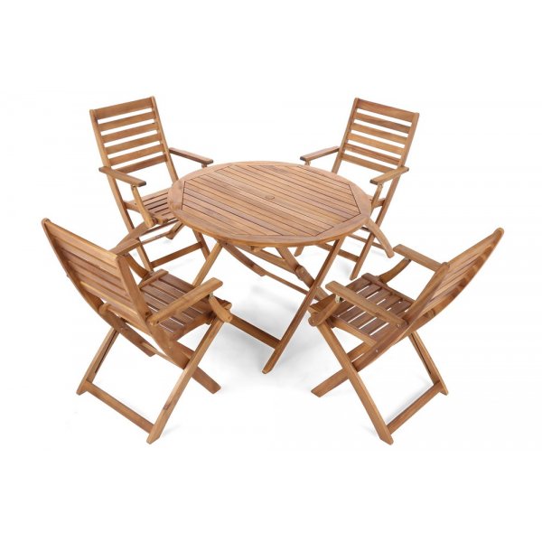 Matgrupp Acacia rund 100 cm, inkl. 4 stolar