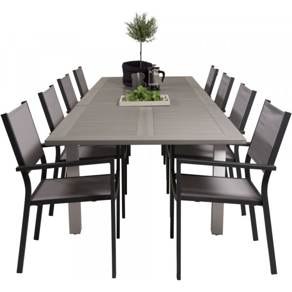 Eken�s Matgrupp (224x100) - Svart/Gr�/Vit - 8 Stolar