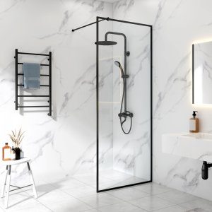 Duschv&auml;gg 75x210 cm med svarta profiler och 6 mm s&auml;kerhetsglas