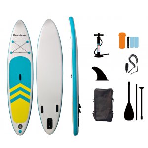 SUP paddelbr�da 320 cm Bl�/gul | Uppbl�sbar stand up paddle board med tillbeh�r