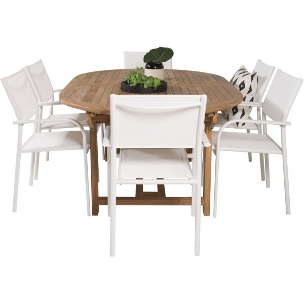 Bjuråker Spisegruppe (180x120) - Hvid/Natur - 6 Stole Bjuråker Spisegruppe (180x120) - Hvid/Natur - 6 Stole