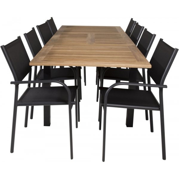 Dotorp Spisegruppe (160x90) - Sort/Natur - 8 Stole