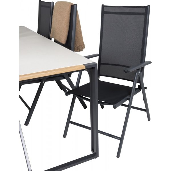 Tornsborg Matgrupp (200x100) - Svart/Gr - 6 Stolar