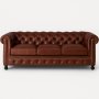 1 Chesterfield 3-sits Soffa 220 cm Brunt Skinn