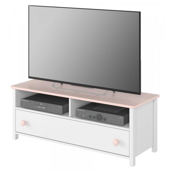 Stephany TV-b�nk - Vit/rosa