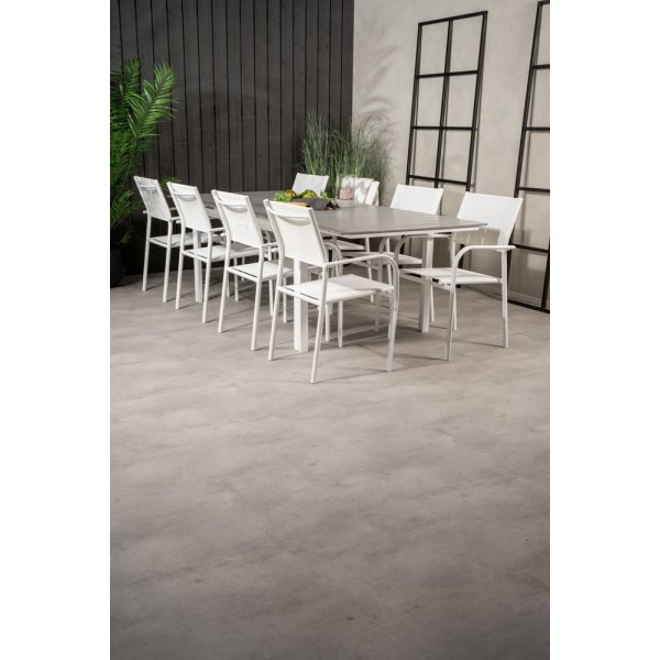 Pr�ssebo Matgrupp (160x100) - Vit/Gr� - 8 Stolar