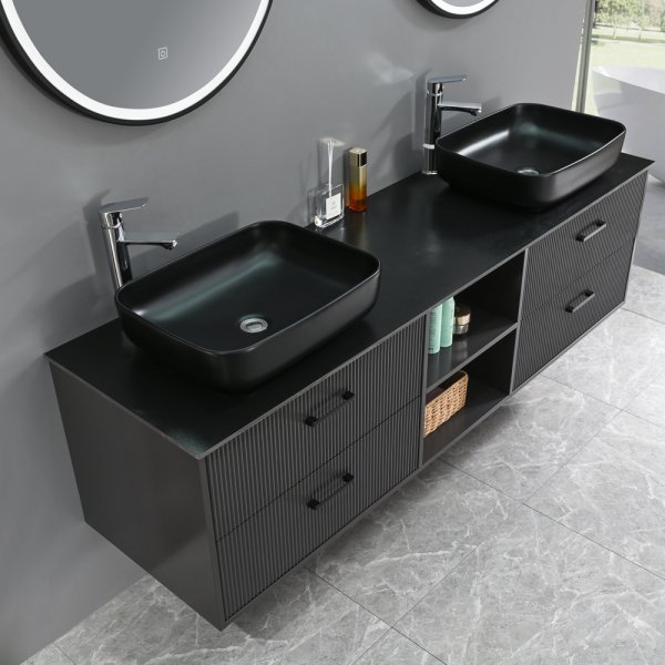 Badeværelsesmøbler Luxern - Mørkt træ | 180 cm + Toiletpapirholder Badeværelsesmøbler Luxern - Mørkt træ | 180 cm + Toiletpapirholder