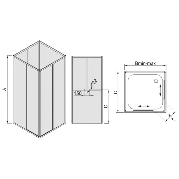 Duschh�rna med 4-v�ggar - Classic - Skjutd�rrar