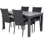Ekens Matgrupp (152x90) - Svart/Gr - 4 Stolar